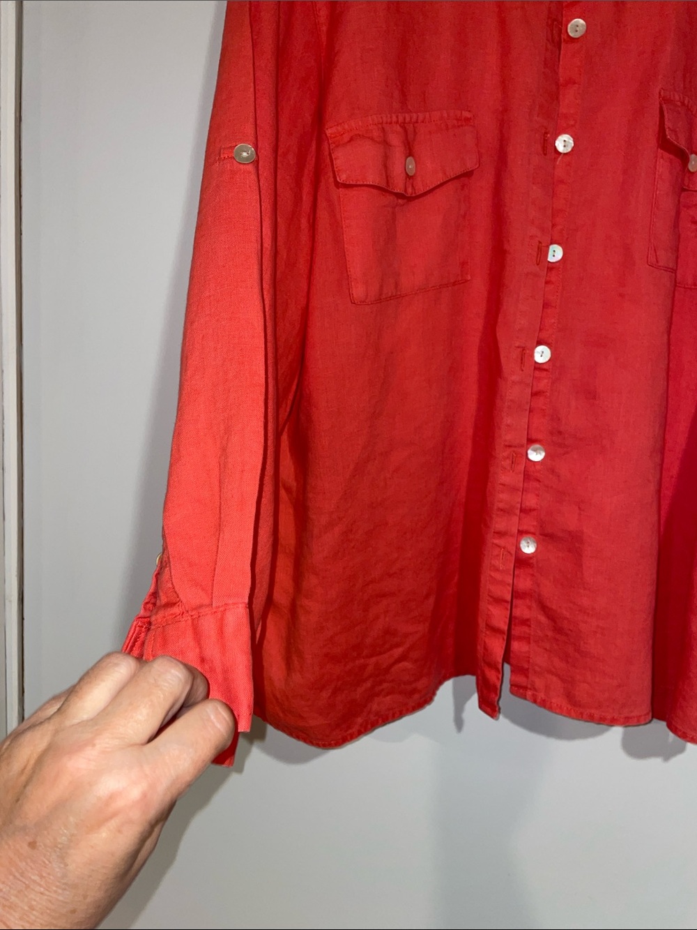 Studio Works Coral 100% Linen Button-Down Shirt • Sz 1X - Picture 3 of 6